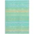 10' X 14' Aqua Green And Yellow Striped Washable Indoor Outdoor Area Rug