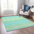 10' X 14' Aqua Green And Yellow Striped Washable Indoor Outdoor Area Rug