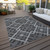 10' X 14' Charcoal Gray And Silver Geometric Washable Indoor Outdoor Area Rug