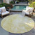 8' Gold Wheat And Ivory Round Abstract Washable Indoor Outdoor Area Rug