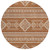 8' Orange And Ivory Round Southwestern Washable Indoor Outdoor Area Rug