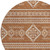 8' Orange And Ivory Round Southwestern Washable Indoor Outdoor Area Rug