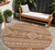 8' Orange And Ivory Round Southwestern Washable Indoor Outdoor Area Rug