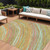 10' X 14' Gold Sky Blue And Coral Abstract Washable Indoor Outdoor Area Rug