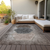 10' X 14' Chocolate And Taupe Geometric Washable Indoor Outdoor Area Rug