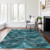 9' X 12' Teal Blue Aqua And Gray Abstract Washable Indoor Outdoor Area Rug Transitional Style - Teal Blue, Aqua, Gray Color