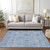 10' X 14' Sky Blue And Blue Floral Washable Indoor Outdoor Area Rug