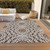 9' X 12' Chocolate Ivory And Taupe Floral Medallion Washable Indoor Outdoor Area Rug