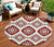 8' Red And Beige Round Medallion Washable Indoor Outdoor Area Rug