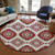 8' Red And Beige Round Medallion Washable Indoor Outdoor Area Rug