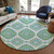 8' Lime Green And Ivory Round Medallion Washable Indoor Outdoor Area Rug