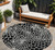 8' Black And Ivory Round Geometric Washable Indoor Outdoor Area Rug Transitional Style - Black, Ivory Color