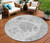 8' Gray Silver And Ivory Round Nautical Washable Indoor Outdoor Area Rug