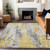10' X 14' Yellow And Ivory Abstract Washable Indoor Outdoor Area Rug - Yellow, Ivory