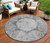 8' Gray Charcoal And Silver Round Oriental Washable Indoor Outdoor Area Rug
