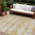 10' X 14' Gold Gray And Ivory Striped Washable Indoor Outdoor Area Rug - 608219146061