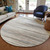 8' Ivory Brown And Gray Round Striped Washable Indoor Outdoor Area Rug