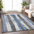 10' X 14' Denim Blue And Gray Striped Washable Indoor Outdoor Area Rug - 880016589917