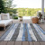 10' X 14' Denim Blue And Gray Striped Washable Indoor Outdoor Area Rug - 880016589917