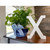 16" Distressed White Wash Wooden Initial Letter X Sculpture Manufactured Wood