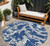 8' Navy Blue Gray And Ivory Round Abstract Washable Indoor Outdoor Area Rug Transitional Style - Navy Blue, Gray, Ivory Color