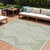 10' X 14' Artichoke Green And Ivory Geometric Washable Indoor Outdoor Area Rug Transitional Style - Artichoke Green, Ivory Color