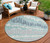 8' Teal Blue Aqua And Silver Round Striped Washable Indoor Outdoor Area Rug