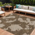 10' X 14' Brown And Beige Abstract Washable Indoor Outdoor Area Rug - Brown, Beige
