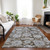10' X 14' Chocolate And Blue Floral Washable Indoor Outdoor Area Rug
