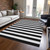 9' X 12' Black and White Striped Washable Non Skid Indoor Outdoor Area Rug