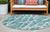 8' Round Teal Round Abstract Washable Non Skid Indoor Outdoor Area Rug