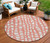 8' Salmon And Ivory Round Abstract Washable Indoor Outdoor Area Rug Transitional Style - Salmon, Ivory Color