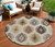 8' Beige Copper And Gray Round Southwestern Washable Indoor Outdoor Area Rug