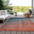 9' X 12' Gray and Red Orange Ombre Washable Non Skid Indoor Outdoor Area Rug