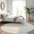 8' Silver And Gray Round Striped Washable Indoor Outdoor Area Rug
