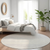 8' Silver And Gray Round Striped Washable Indoor Outdoor Area Rug