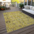 10' X 14' Gold Wheat And Gray Oriental Washable Indoor Outdoor Area Rug