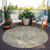 8' Wheat Terra Cotta And Black Round Oriental Washable Indoor Outdoor Area Rug