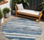 8' Denim Blue And Gray Round Striped Washable Indoor Outdoor Area Rug - Denim Blue, Gray