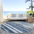 8' Denim Blue And Gray Round Striped Washable Indoor Outdoor Area Rug