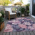 10' X 14' Pink And Mauve Floral Washable Indoor Outdoor Area Rug - Pink, Gray