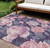 10' X 14' Pink And Mauve Floral Washable Indoor Outdoor Area Rug - Pink, Gray