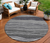 8' Gray Charcoal And Silver Round Striped Washable Indoor Outdoor Area Rug