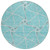 8' Teal Blue And Ivory Round Geometric Washable Indoor Outdoor Area Rug Contemporary Style - Teal Blue, Ivory Color