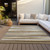 9' X 12' Brown Beige And Gray Striped Washable Indoor Outdoor Area Rug