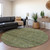 8' Olive Green And Ivory Round Geometric Washable Indoor Outdoor Area Rug Transitional Style - Olive Green, Ivory Color