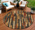 8' Coffee And Brown Round Striped Washable Indoor Outdoor Area Rug