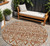 8' Terra Cotta And Beige Round Southwestern Washable Indoor Outdoor Area Rug - 608219273330