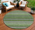 8' Green And Ivory Round Striped Washable Indoor Outdoor Area Rug