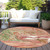 8' Coral Green And Ivory Round Abstract Washable Indoor Outdoor Area Rug